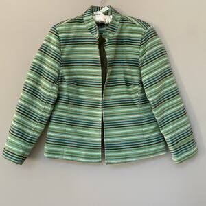 Toni Morgan blazer jacket turquoise with velvet multicolor stripes fully lined M